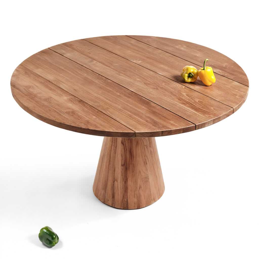 Table ronde "Nazca" en teck recyclé