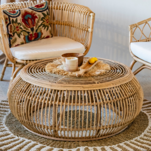Table basse ronde en rotin