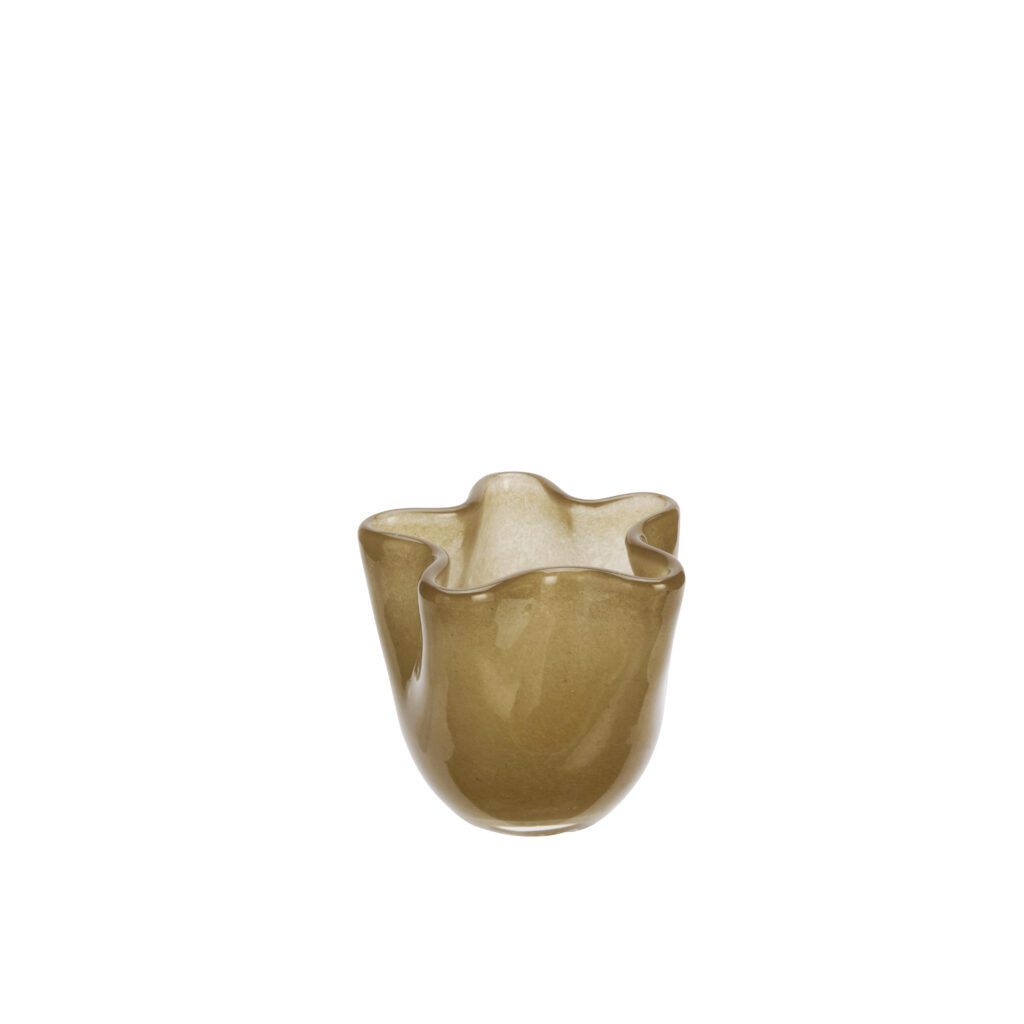 Vase en verre brun doré