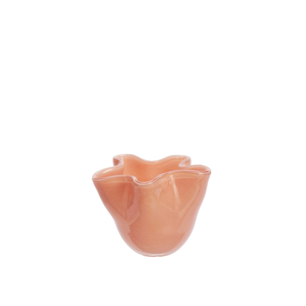 Vase en verre rose corail