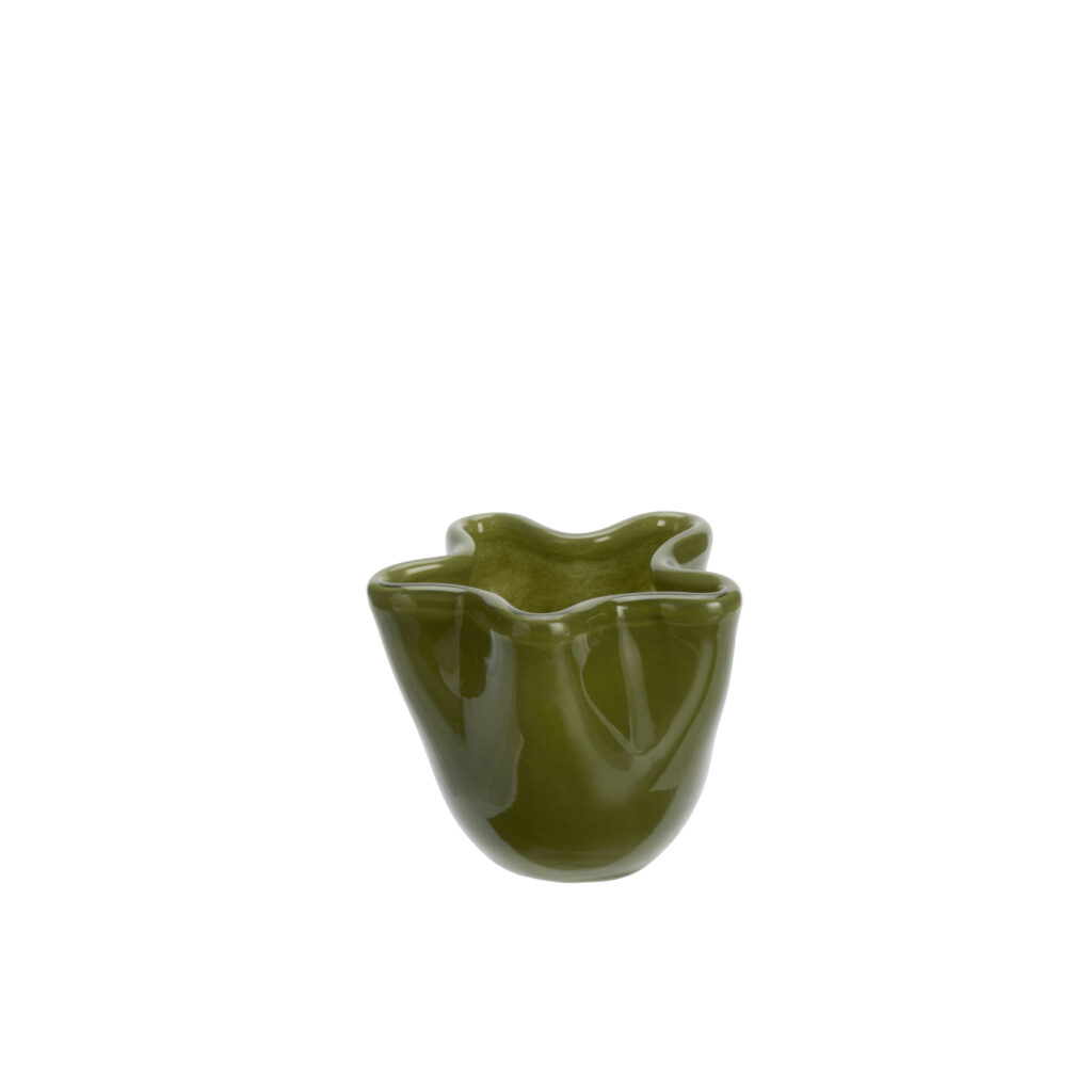 Vase en verre vert olive