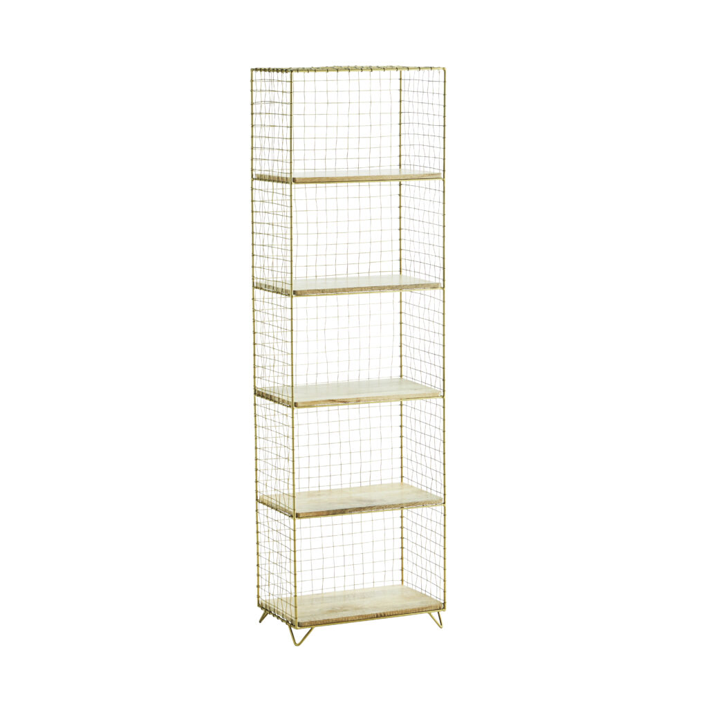 Etagère métal doré et bois