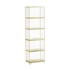 Etagère en métal doré et tablettes en bois