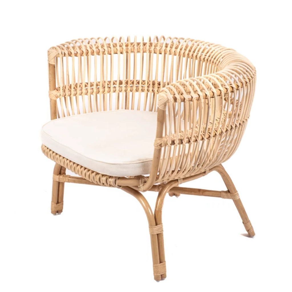 Fauteuil en rotin avec son coussin écru – Image 7