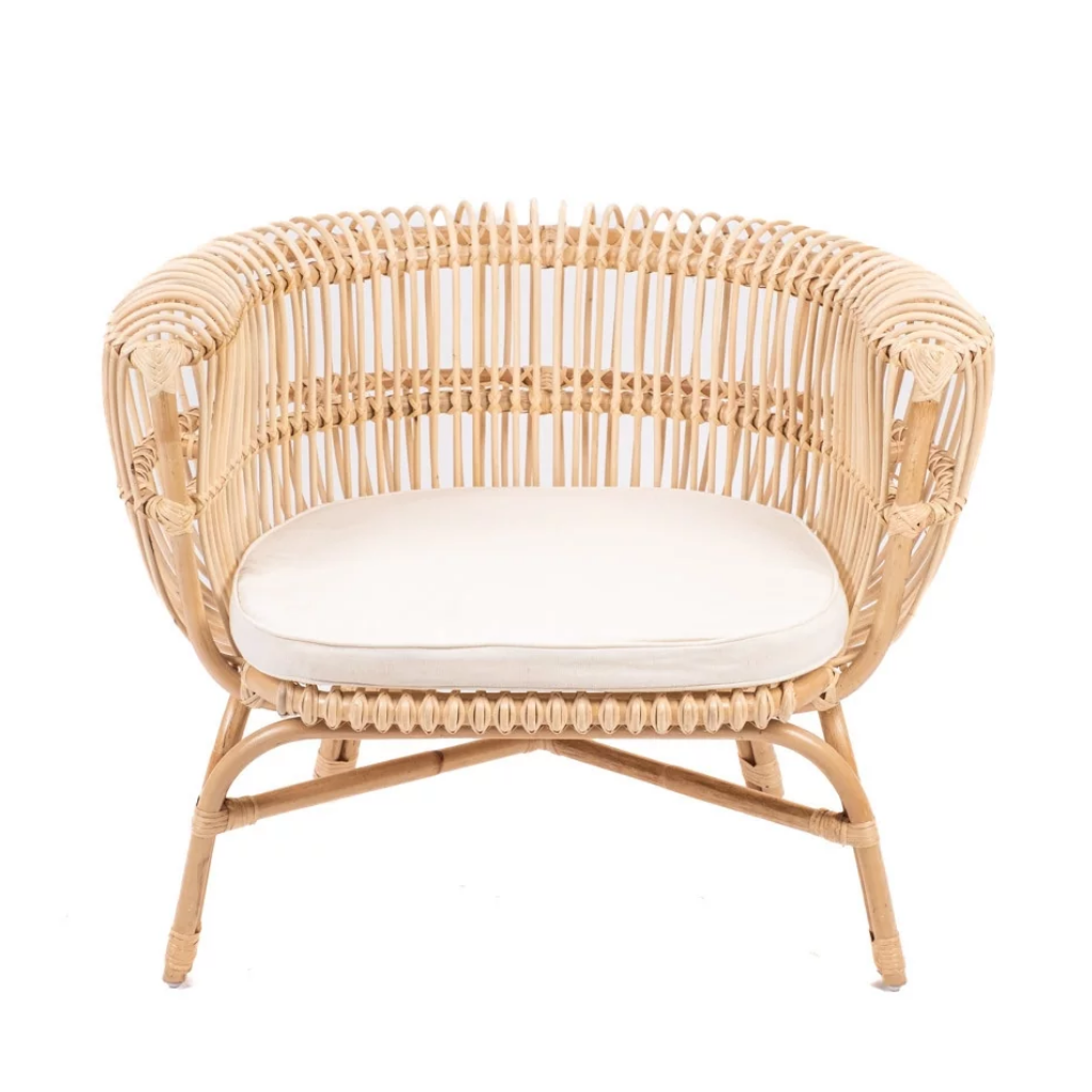 Fauteuil en rotin avec son coussin écru – Image 6