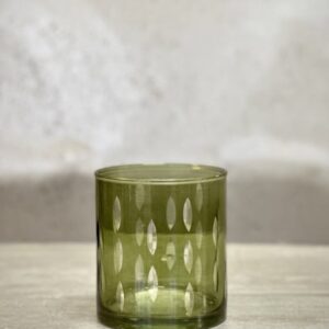 Bougeoir en verre vert clair avec découpe