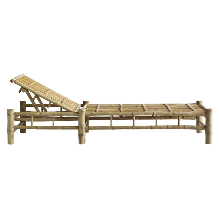 Double chaise longue en bambou et coussin beige – Image 4