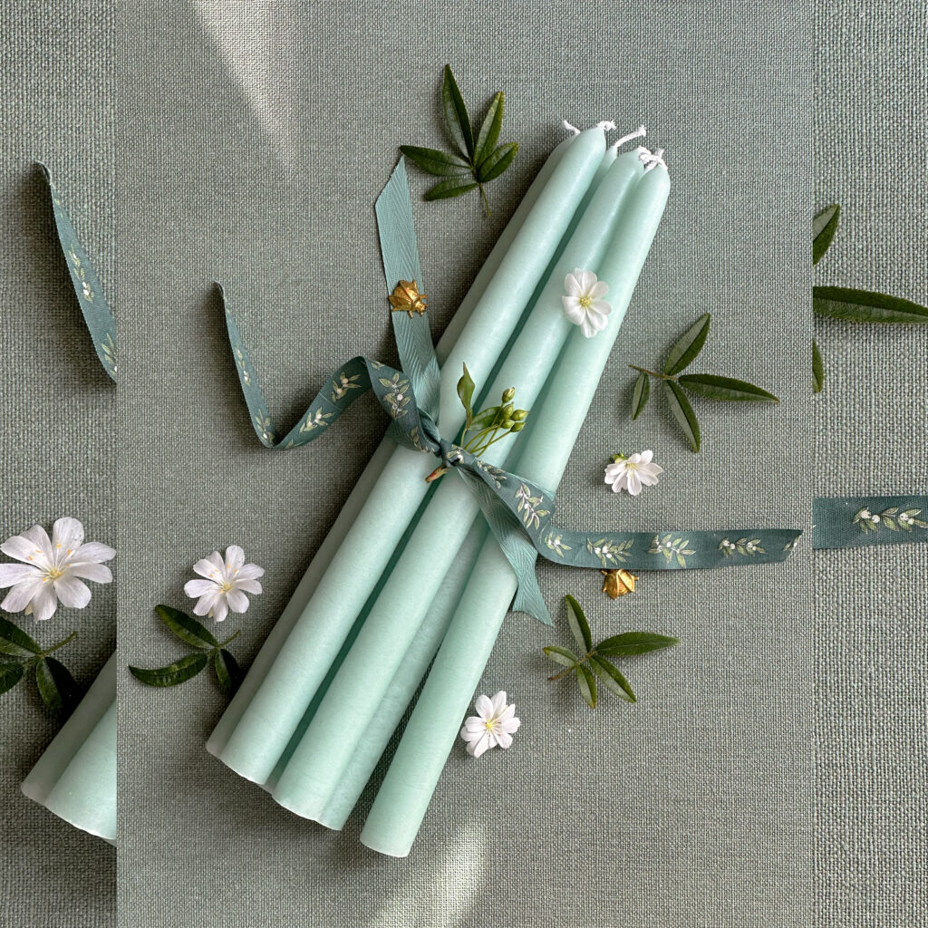 Lot de 6 bougies coniques "céladon"