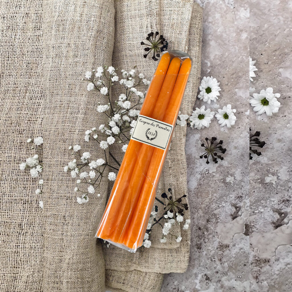 Lot de 6 bougies coniques "orange"