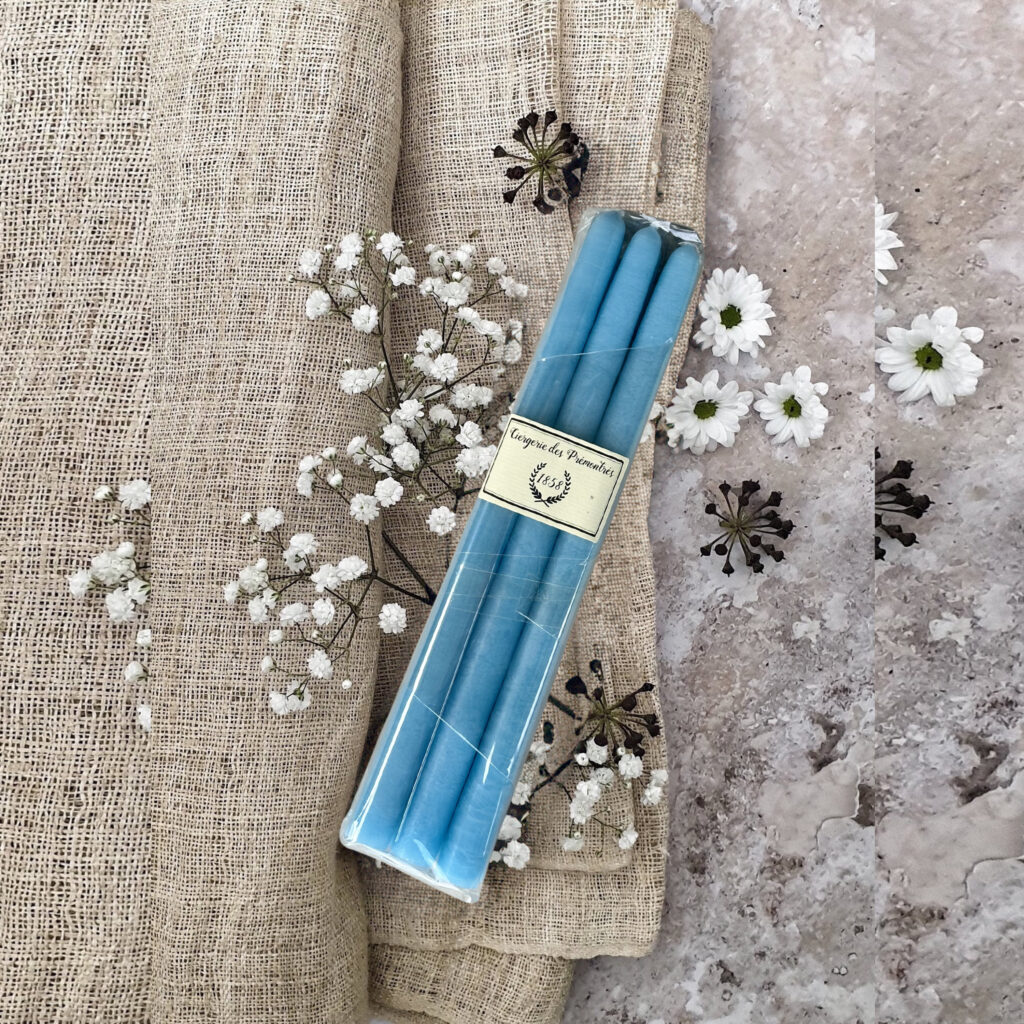 Lot de 6 bougies coniques "turquoise"