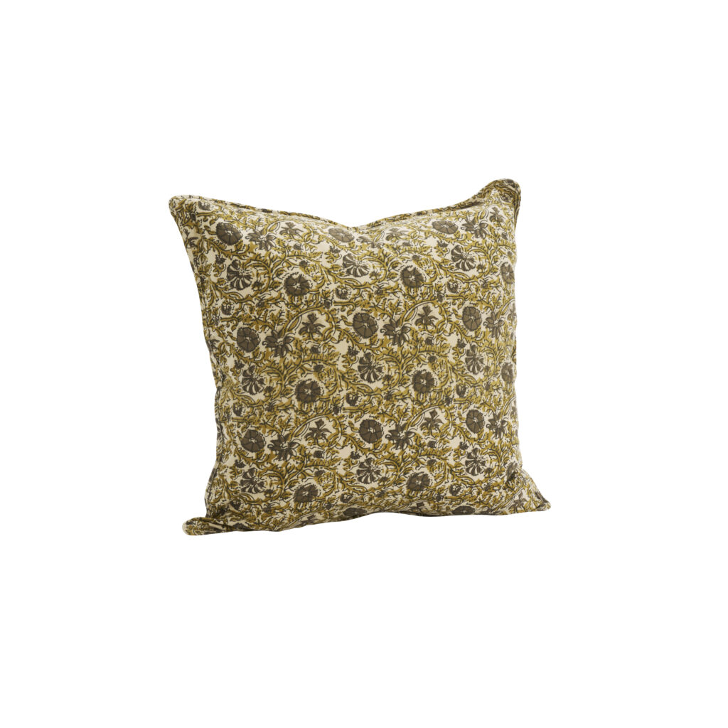 Housse de coussin imprimé beige & kaki