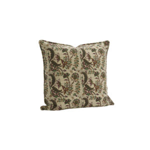 Housse de coussin imprimé vert & moutarde