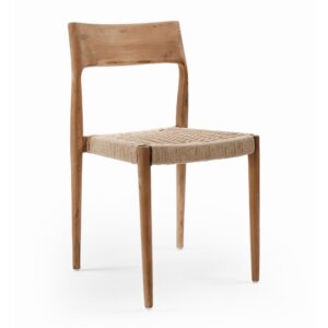 Chaise en teck naturel et corde beige
