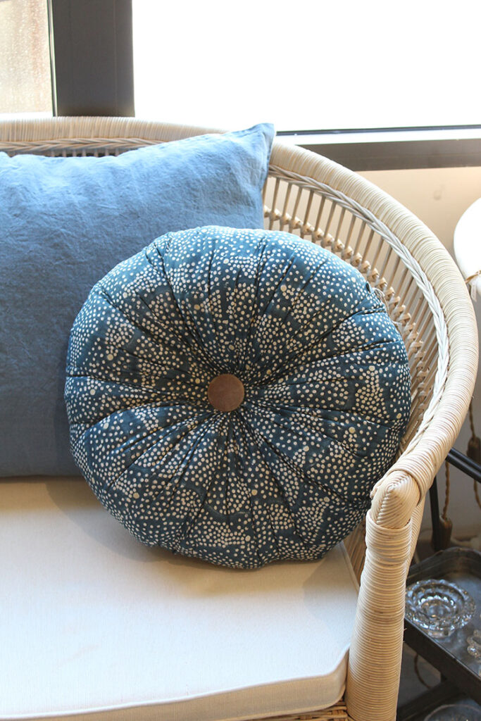 Coussin rond en coton imprimé "Edimbourg"