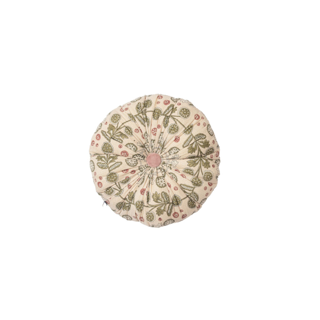 Coussin rond en coton imprimé "Miami"