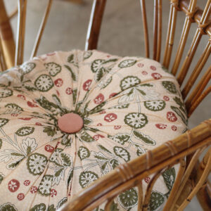 Coussin rond en coton imprimé "Miami"