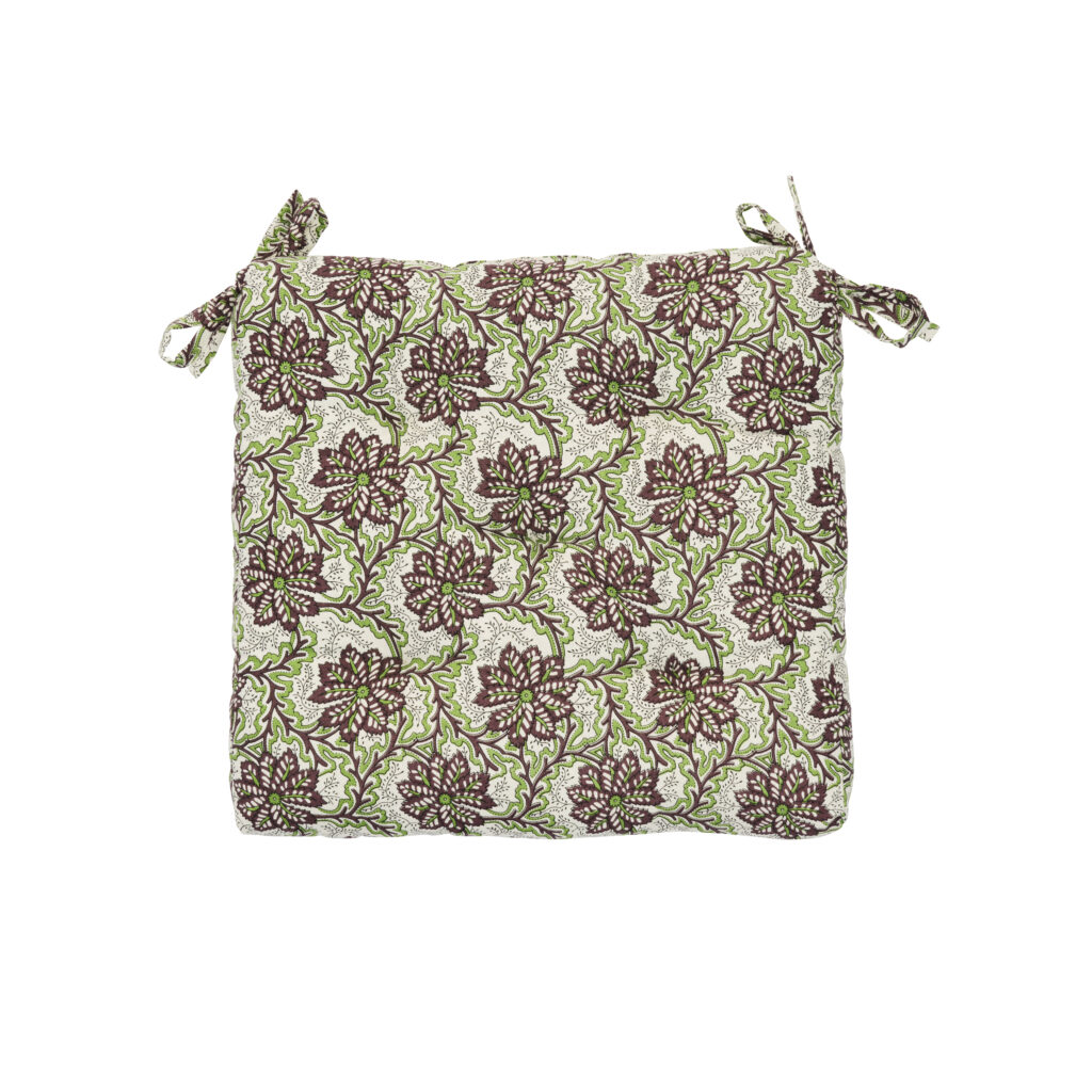 Coussin d'assise imprimé marron & vert