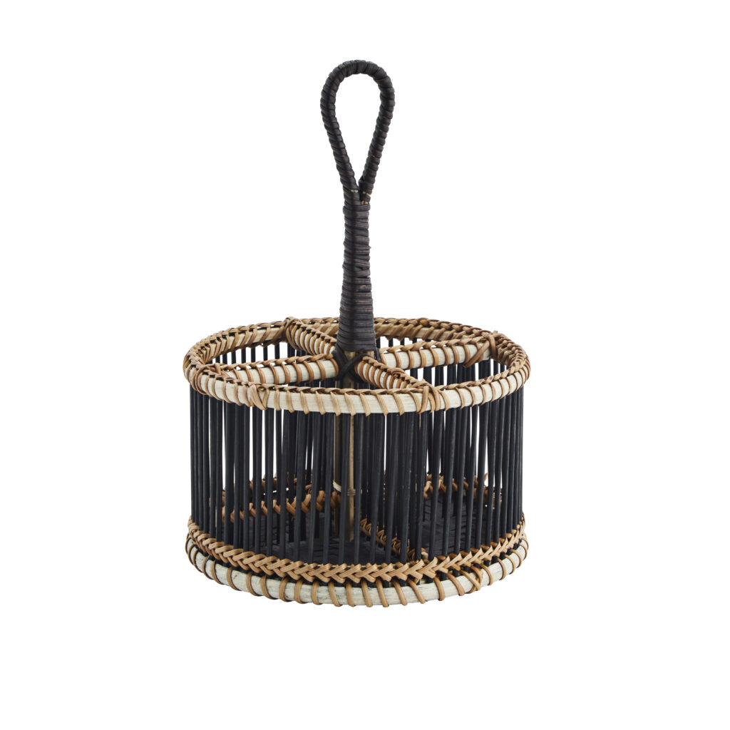 Porte couverts en bambou, noir & naturel