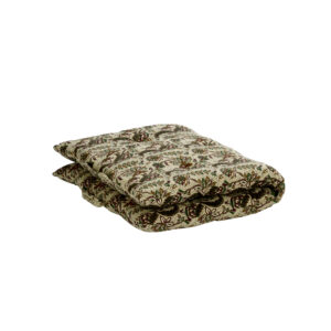 Matelas de sol en coton imprimé vert & moutarde