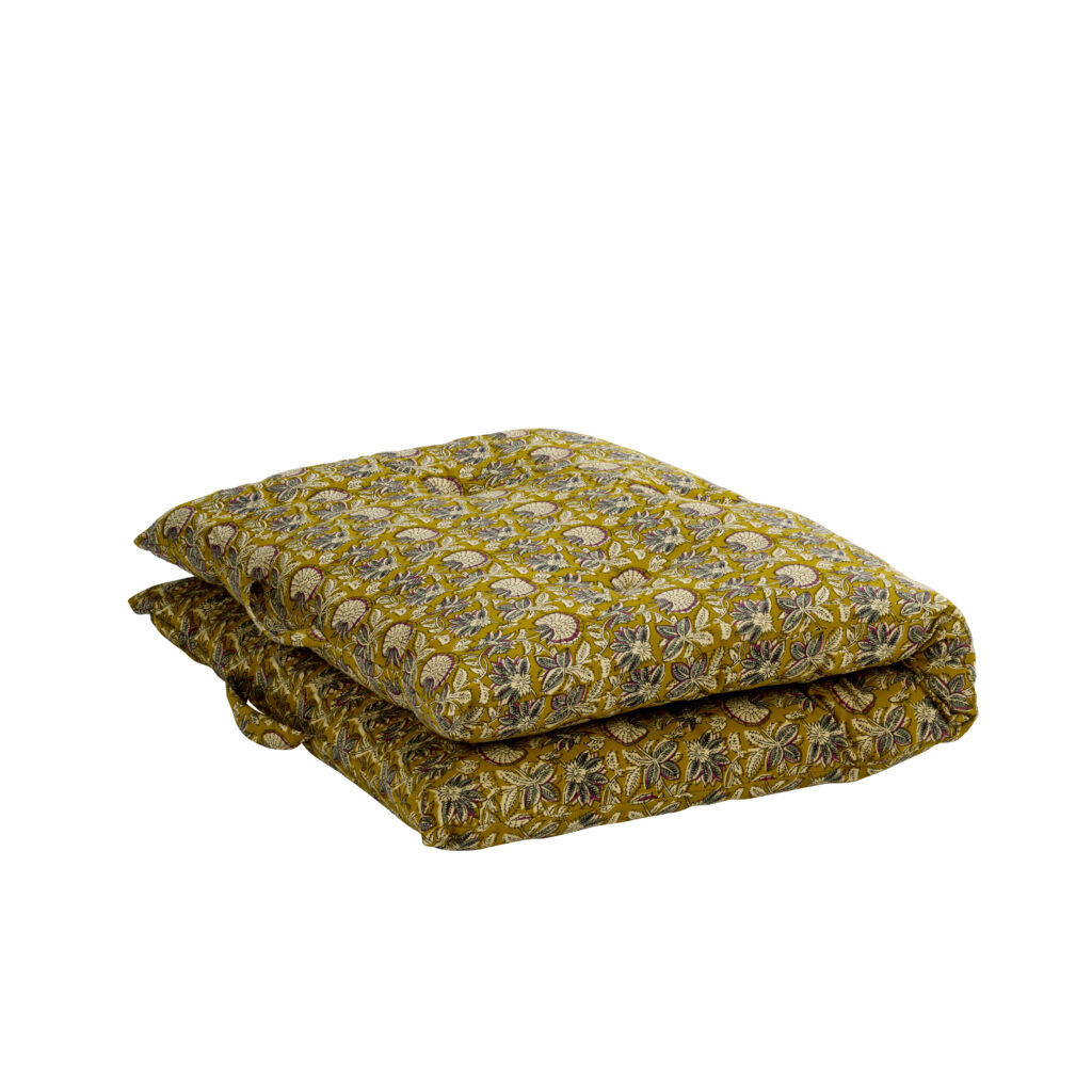 Matelas de sol en coton imprimé curry & bordeaux