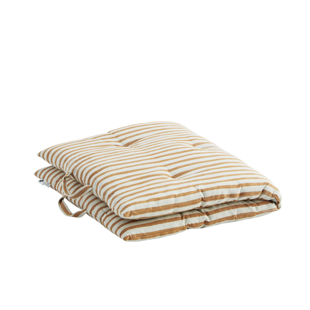 Matelas de sol en coton rayé blanc & miel