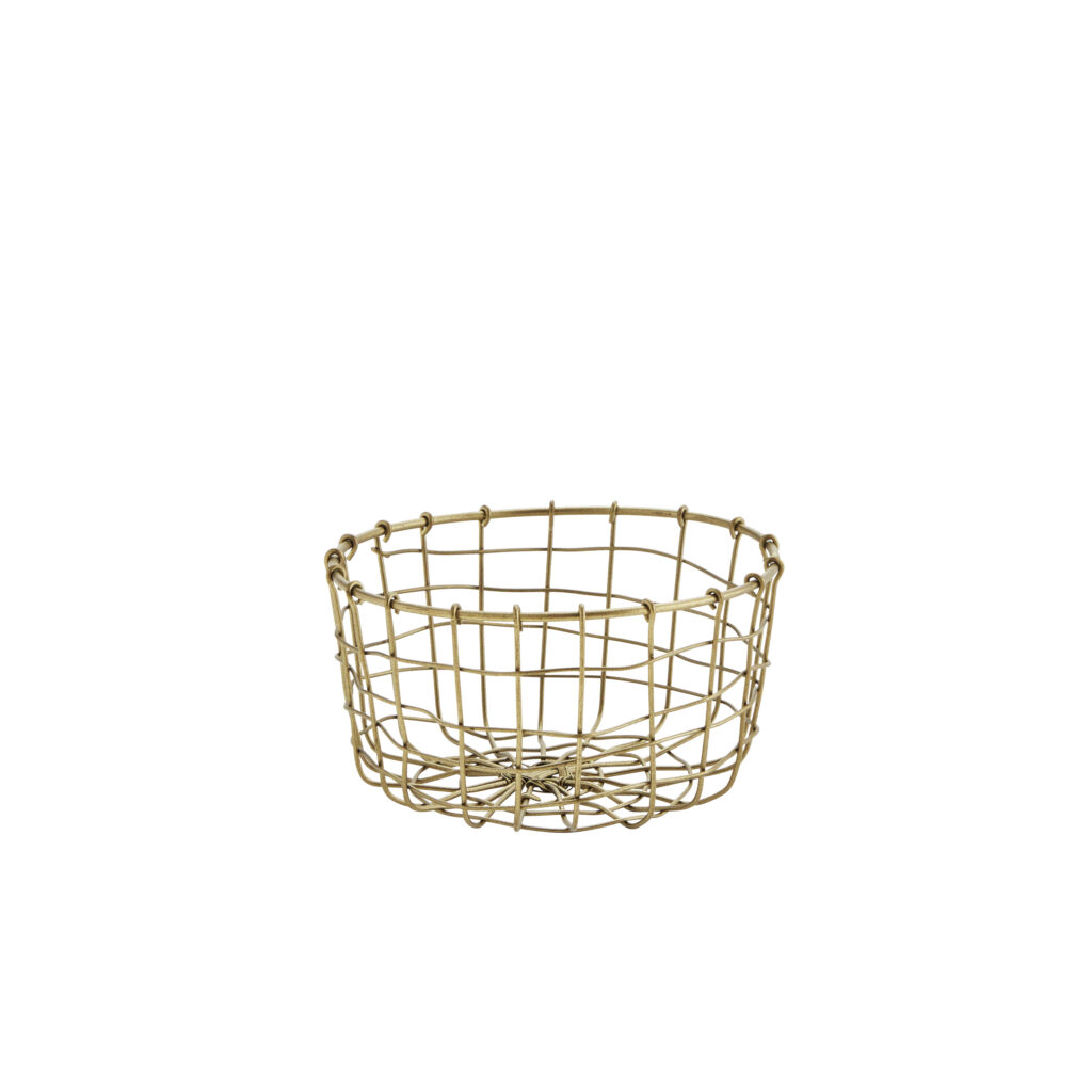 Petit panier rond ajouré en métal doré