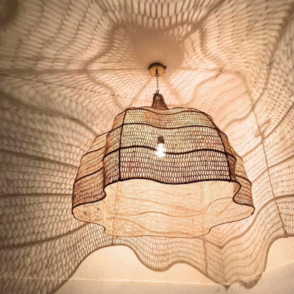 Suspension ondulée en osier naturel M - 40 cm