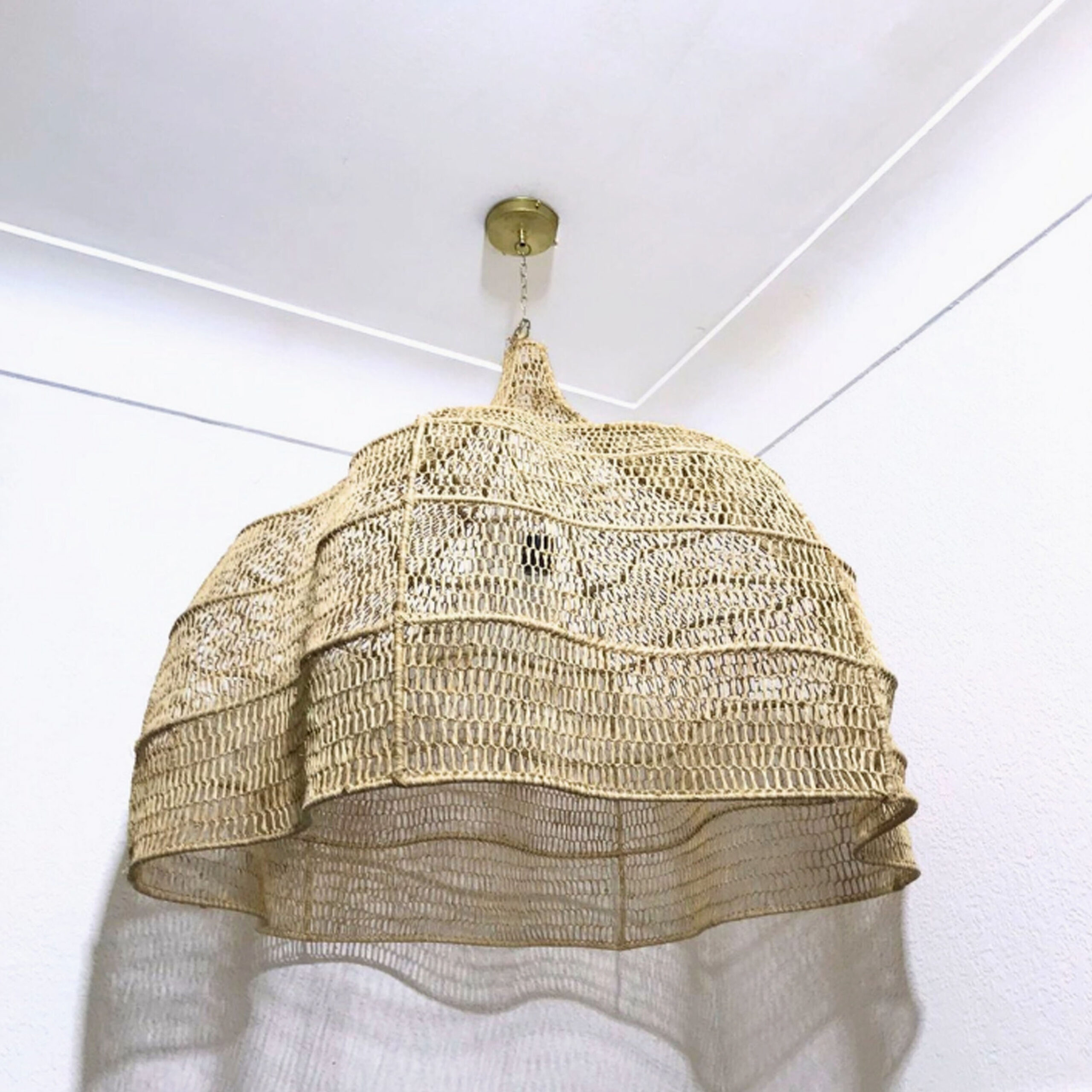 Suspension ondulée en osier naturel XXL - 100 cm – Image 2