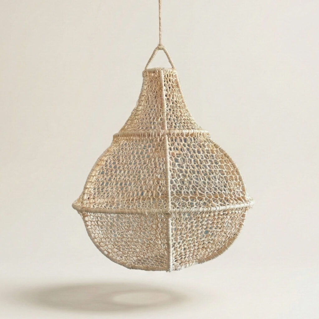 Suspension poire en raphia