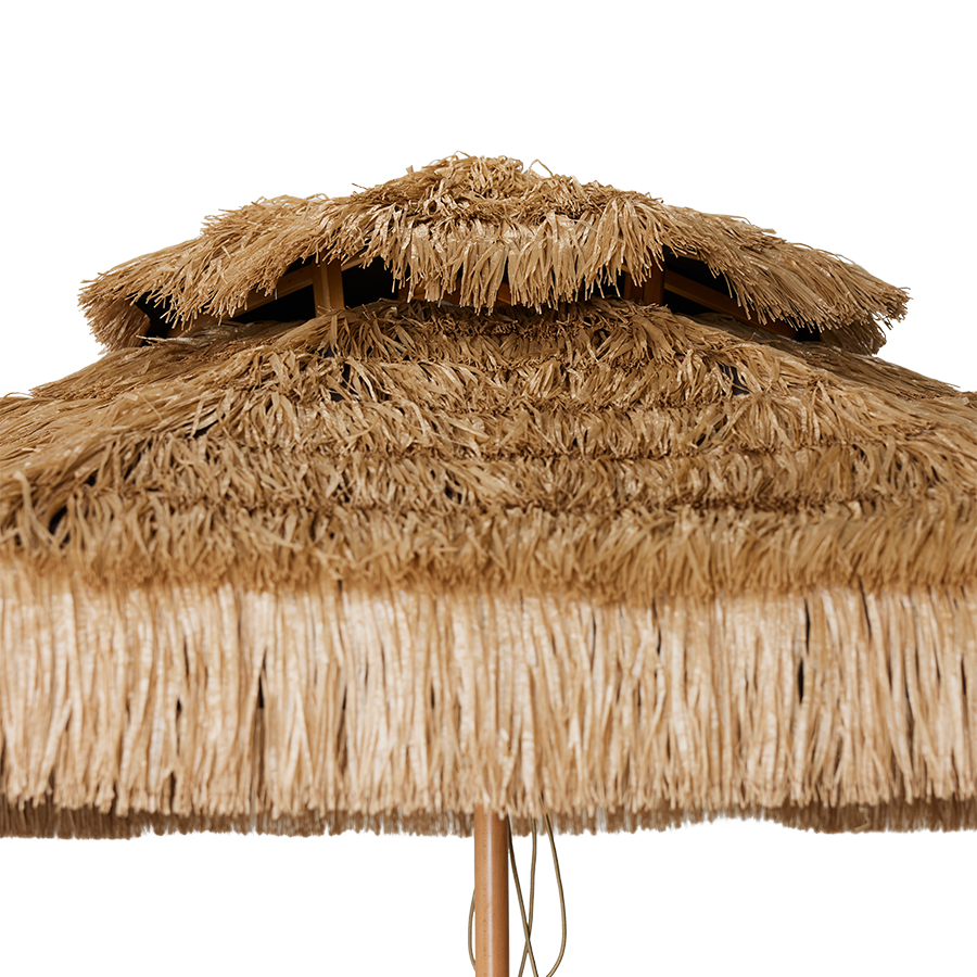 Parasol en raphia et bois, diamètre 3m – Image 8