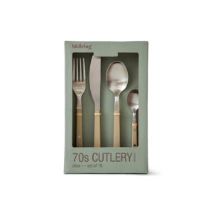 Set de 16 couverts, années 70, olive