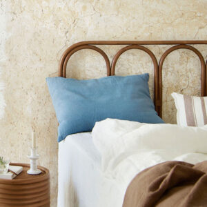 Housse de coussin en lin denim Lida, 50 x 75 cm