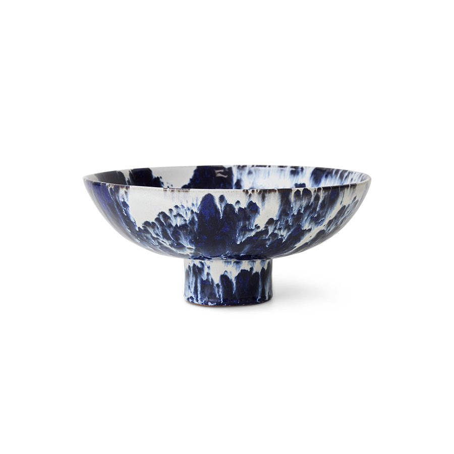 Bol en céramique sur pied, indigo
