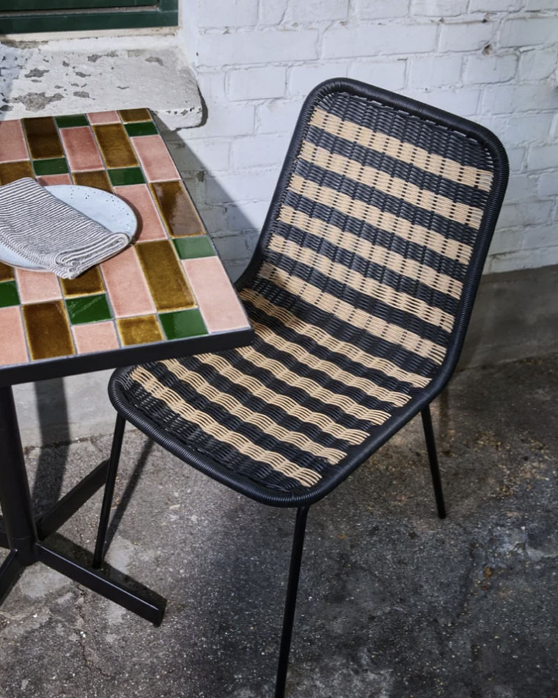 Chaise de repas HDHapur, naturel et noir