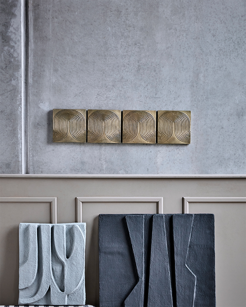 Lot de 4 décorations murales HDList, laiton vieilli