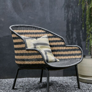 Fauteuil lounge HDHapur, naturel et noir