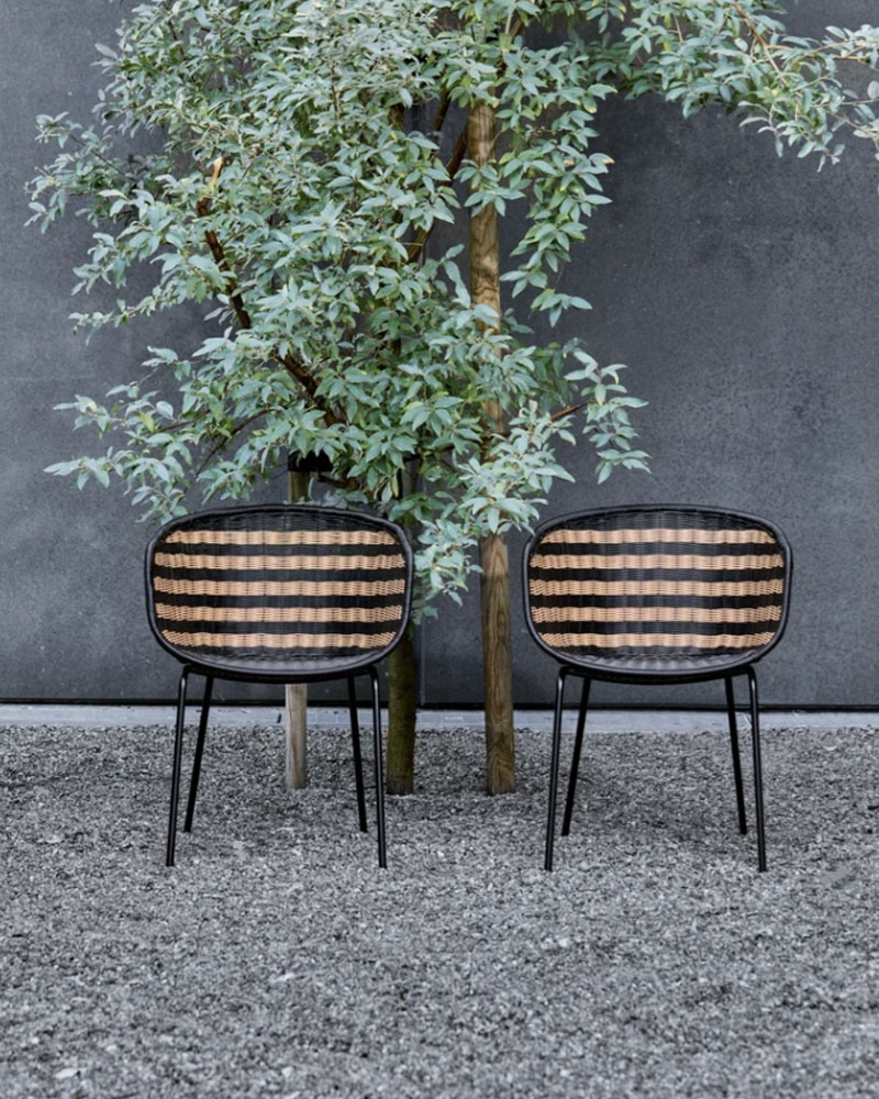 Fauteuil de repas HDHapur, naturel et noir