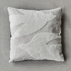 Housse de coussin brodée HDFly, blanc cassé