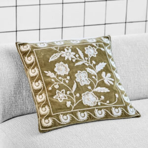 Housse de coussin HDRica, moutarde et blanc cassé