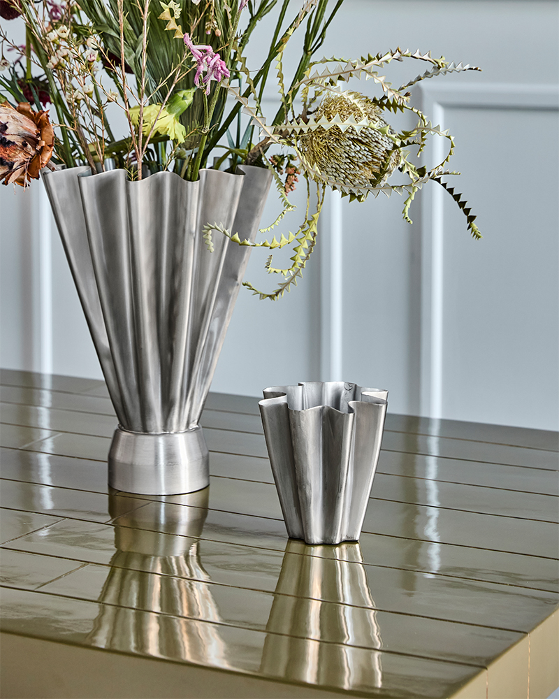Vase HDFlood, finition argent brossé